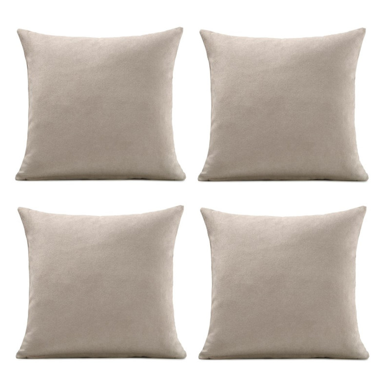 Nalaiyah Velvet Chenille Cushion Covers with Filler Pads, Taupe