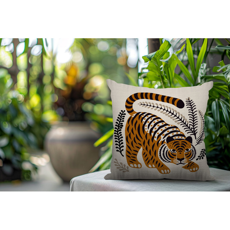 Oreiller carré réversible Remo Tiger, Carré 17 po, Orange