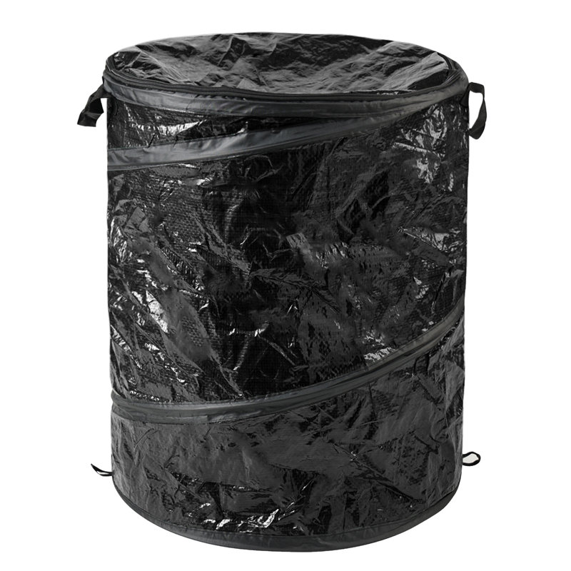 44-Gallon Black Collapsible Plastic Outdoor Trash Can with Lid
