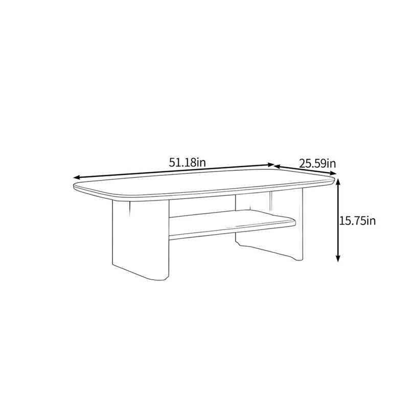 Table basse robuste et pratique, Noir, H 15,75 po x L 51,18 po x l 25,59 po, Marron foncé