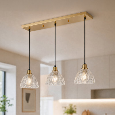 Abner Metal Pendant with Bark-Textured Glass Shades