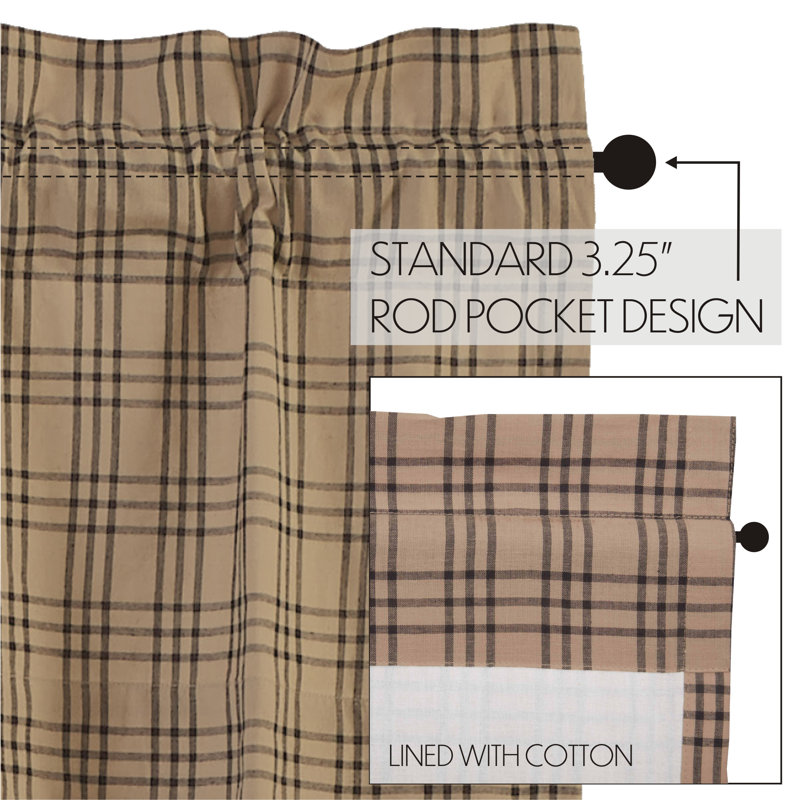 Jacqueline 100% Cotton Room Darkening Curtain Pair, Charcoal, 36" W x 63" L