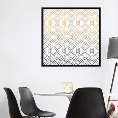 «Gold and Gray Geo» par Elisabeth Fredriksson, reproduction d'art graphique sur toile