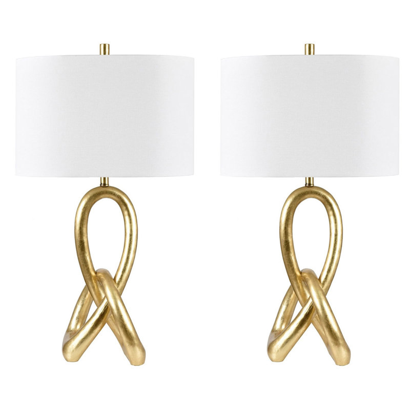 32" Resin Table Lamp With White Shade