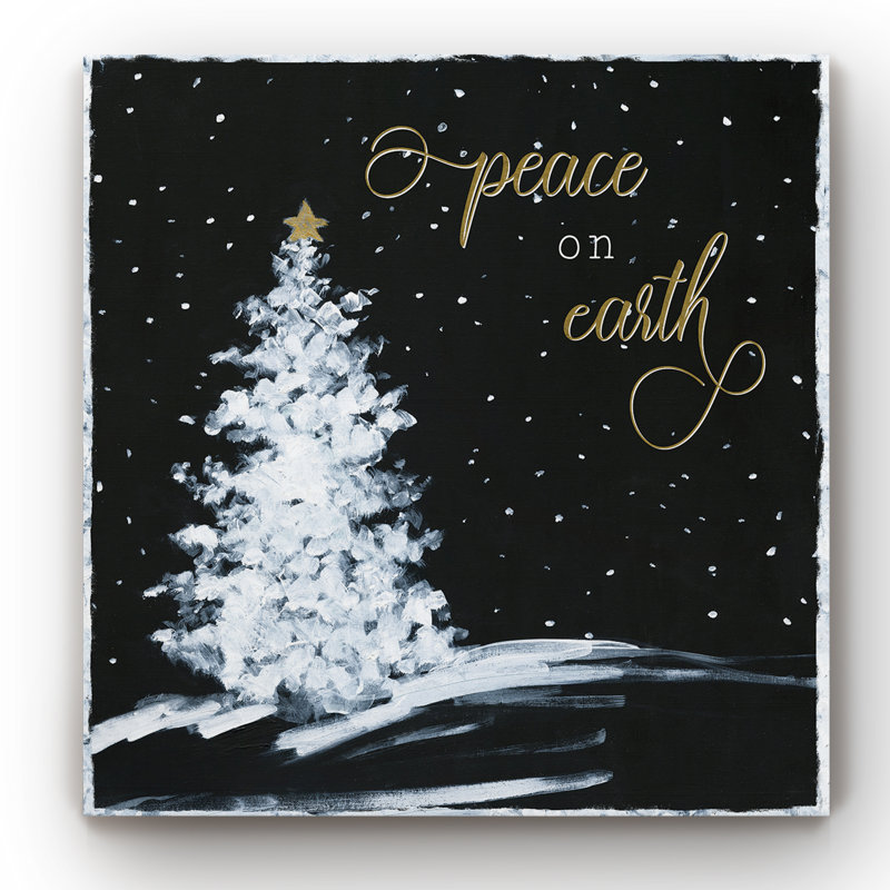 Peace on Earth Tree - Impression sur toile tendue, H 10 po x l 10 po x P 1,5 po