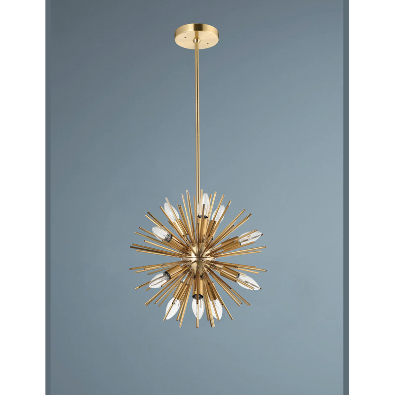 NovaBurst 12-Light Antique Brass Sputnik Chandelier, 20" H x 20" W