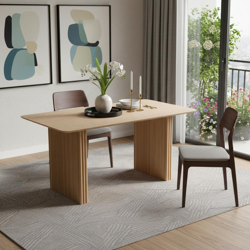 Table de salle à manger 79 "en bois naturel à double piédestal