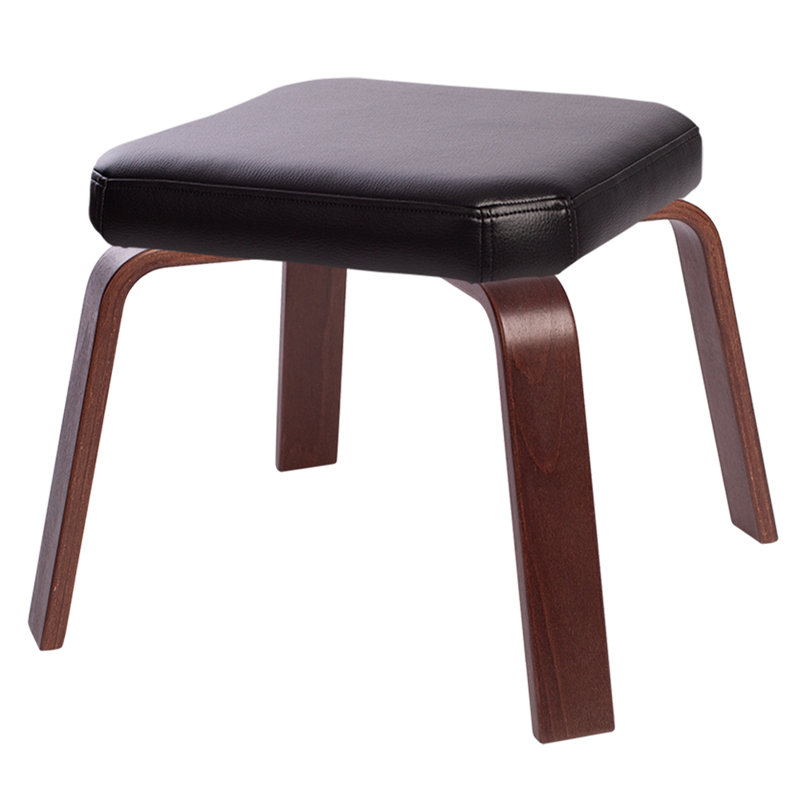 Aydelotte Solid Wood Accent Stool, Black, Chocolate Wood