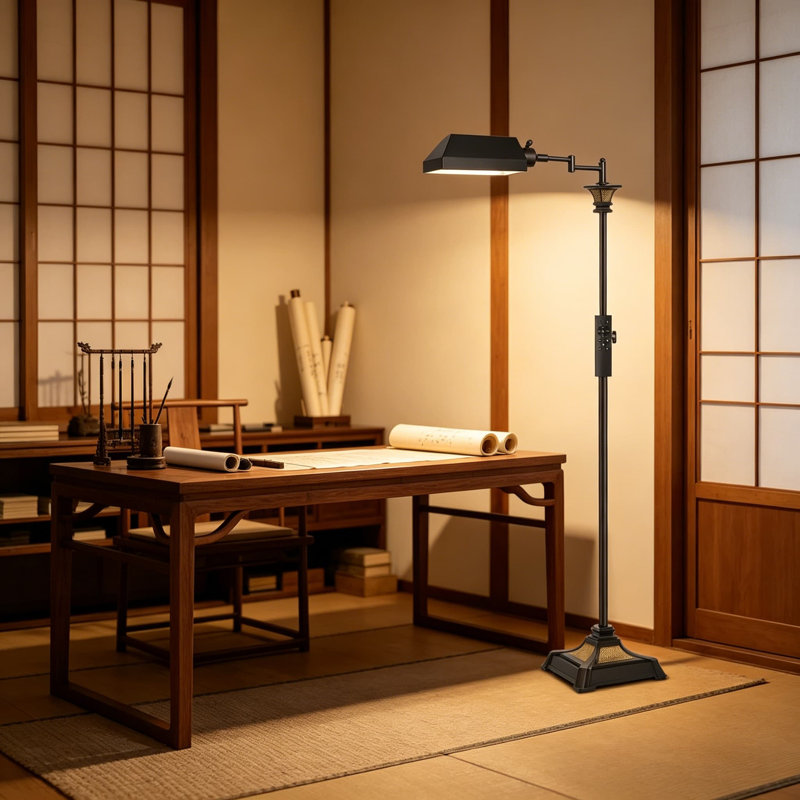 Lampe sur pied à hauteur réglable avec télécommande, 350? Bras pivotant et abat-jour pivotant, gradation continue à DEL avec 3 températures de couleur pour le salon, la chambre à coucher ou le bureau à domicile