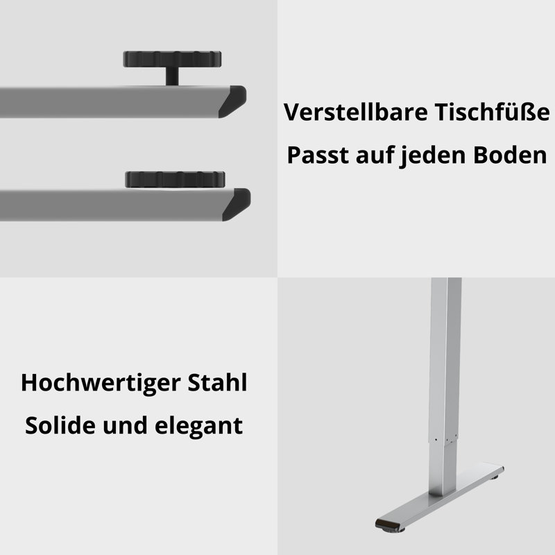 121cm H x 129cm W x 67cm D Desk Base, Silver