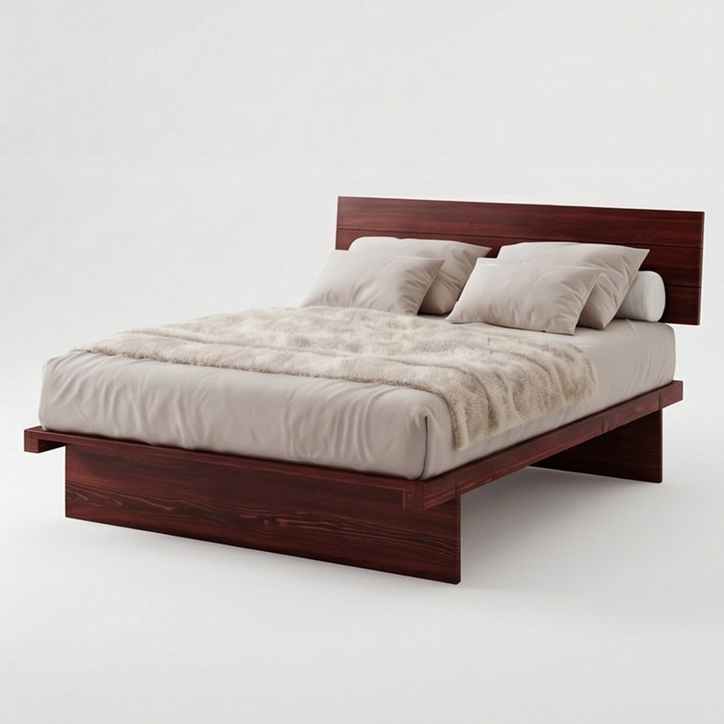 Structure de lit Hardee, Full XL, Bois rouge