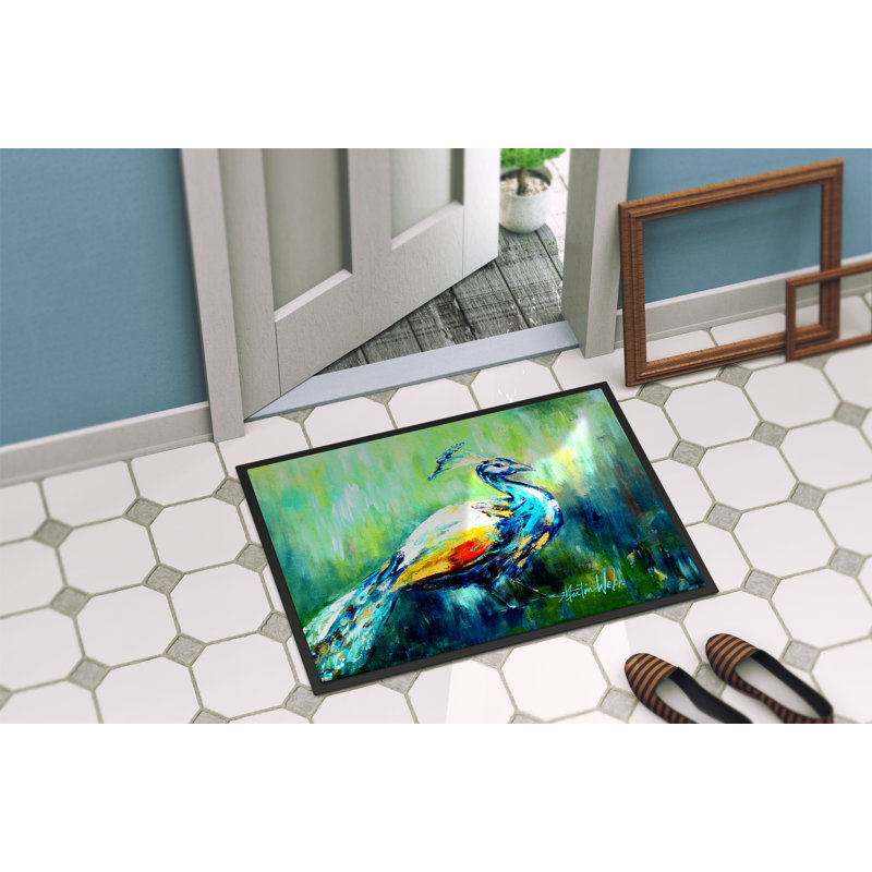 Tapis d'entrée antidérapant Sugarcreek Proud Peacock, Rectangle 1 pi 6 po x 2 pi 3 po