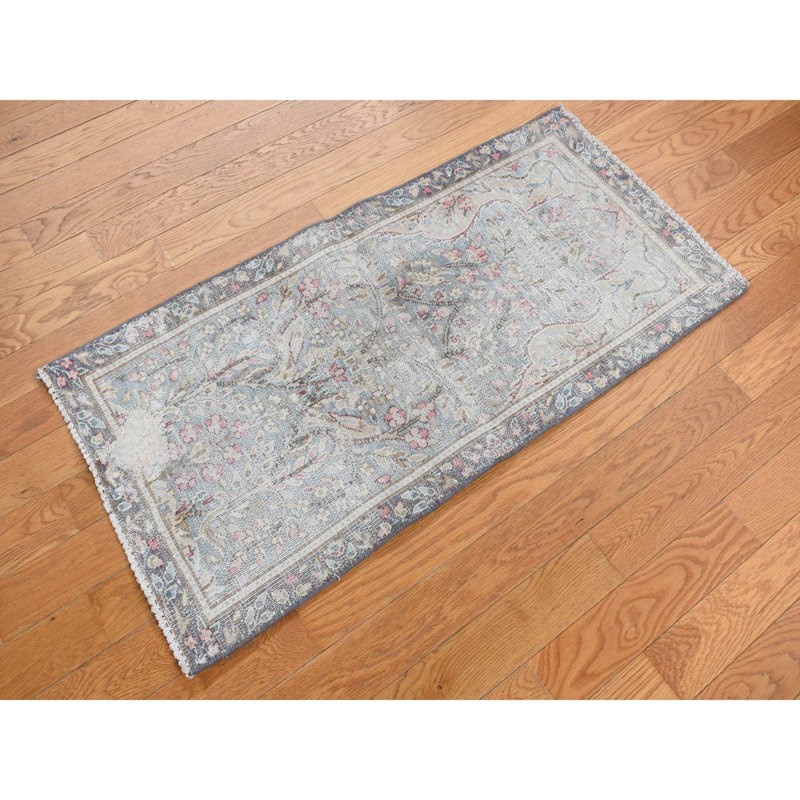 Tapis de couloir bleu en laine 1 pi 9 po x 3 pi 7 po Cathaleen