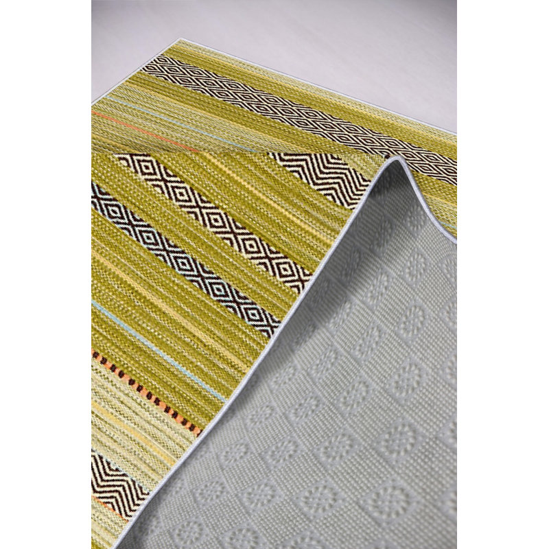 Tapis écologique imprimé vert, 5,2 x 7,5 pi, vert | 100% polyester, 650 g / m² | Pois antibactérien antidérapant en PVC | Lavable à la machine, hauteur de poils courts: 0,16 po | Parfait pour la décoration intérieure et le confort