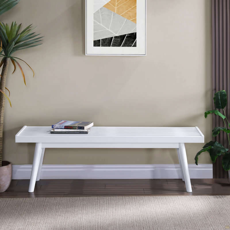 Banc à lattes en bois massif Larwich, H 17,5 po x l 56,3 po x P 16,5 po