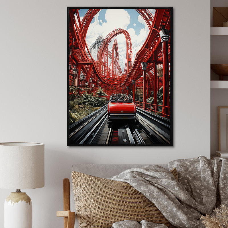 «Rollercoaster Thrill Seekers Delight I», reproduction d'art sur toile, H 20 po x l 12 po x P 1 po, Cadre flottant noir