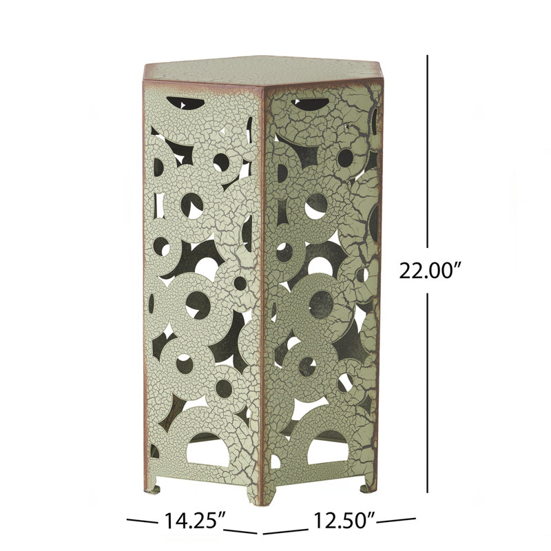 Outdoor Metal end Table, Antique Green