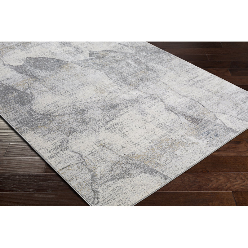 Adelene Abstract Light Gray/Charcoal Area Rug, Rectangle 12' x 15'