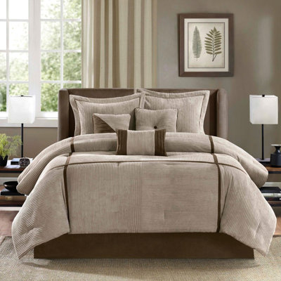 Corduroy Taupe King Comforter - Soft And Luxurious 7 Warm Comfortable