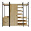 Modern Wardrobe with 2 Drawers & Numerous Shelves, Oak & Black, 78.7 x 70.9 x 15.7 inches | 100% Melamine Coated Particle Board, 1.0-inch Thickness | Electrostatic Powder Coated Metal Frame, Wall-Mountable, Stylish & Functional Design