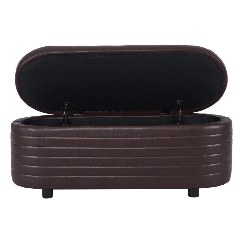 Banc de rangement en similicuir Teit, Brun