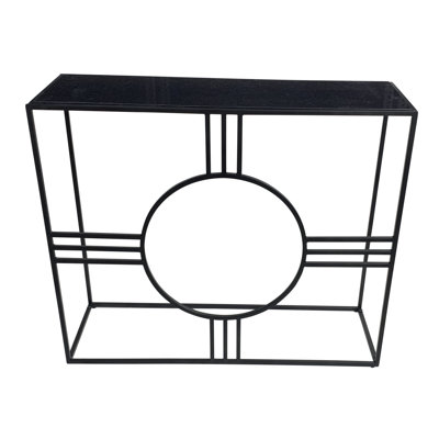 Contemporary Black 36.5" x 30.75" Rectangular Console Table with Durable Marble Top