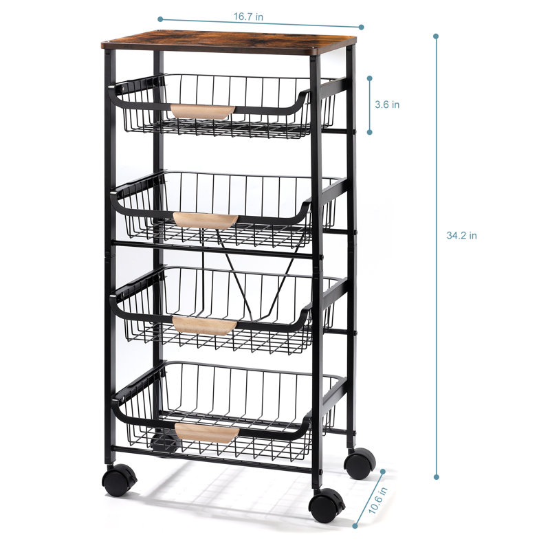 17.16'' H x 12.09'' W Utility Cart with Wheels