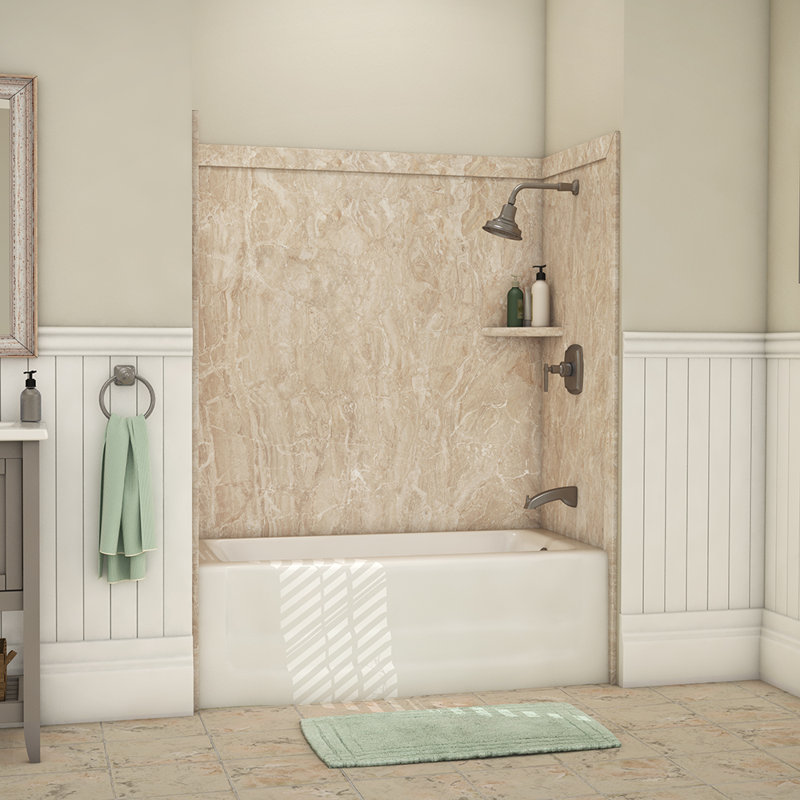 Contour de baignoire alcôve ivoire d'Alaska l 60 po x P 32 po x H 60 po FlexStone Elite, Ivoire alaskain