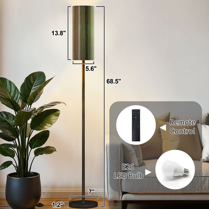 Lampe sur pied moderne beige aquarelle à intensité variable avec télécommande et pédale abat-jour abat-jour grand lampadaire pour salon chambre bureau