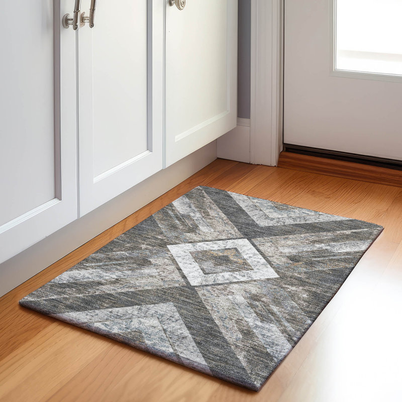Machine Washable Indoor/Outdoor Xhevrie Brown Rug, Rectangle 1'8" x 2'6"