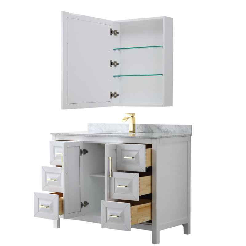 Daria 48'' W Vanity, White, White Cultured Marble, Brushed Gold