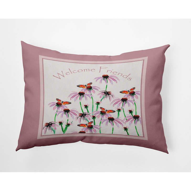 Coussin décoratif en polyester floral, H 14 po x l 20 po, Rectangulaire