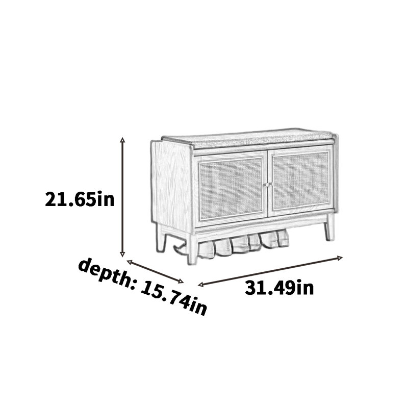 Banc de rangement pour chaussures en bois massif 8 paires, Jaune