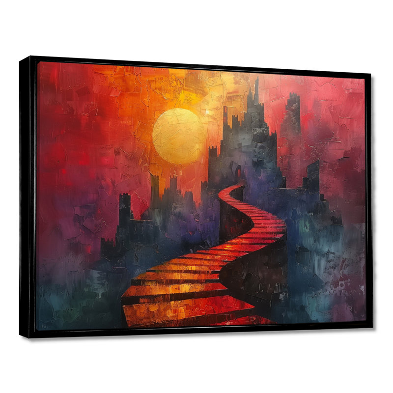 Sherine - Châteaux, salon d'art mural, H 16 po x l 32 po x P 1 po, Toile avec cadre flottant noir