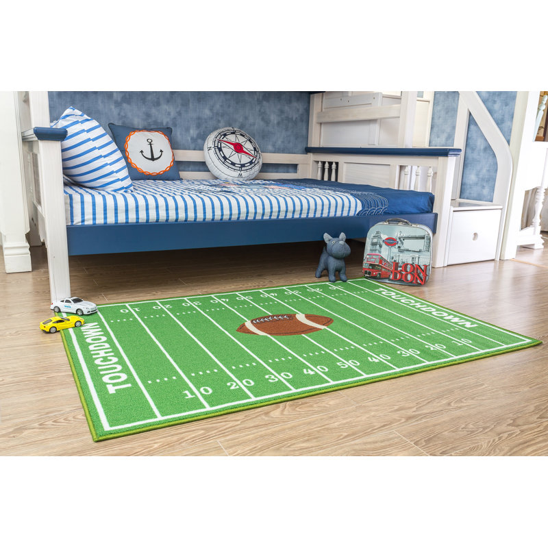 Furnish My Place 705 Solid Football All Star Football Ground | Play Area Rug for Kids | Football Field Ground Rectangle | Anti Skid Rubber Backing | Green
