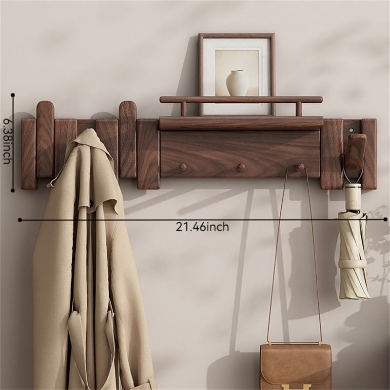 Melodywood Piano-Inspired Solid Wood Coat Rack, Brown