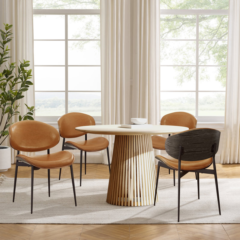 46cm H Upholstered Metal Side Chair, Brown