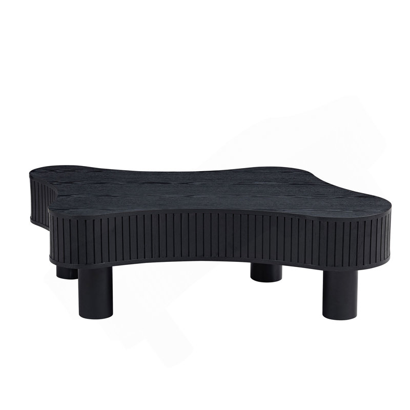 Table basse cylindrique moderne en bois de 42,52 pouces fabriquée à la main de forme irrégulière pour le salon, petite table basse avec piédestal robuste