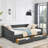 Queen Size Daybed With Drawers Upholstered Tufted Sofa Bed,,With Button On Back And Copper Nail On Waved Shape Arms, Grey (84.5"X63.5"X26.5")-471037299-471037302