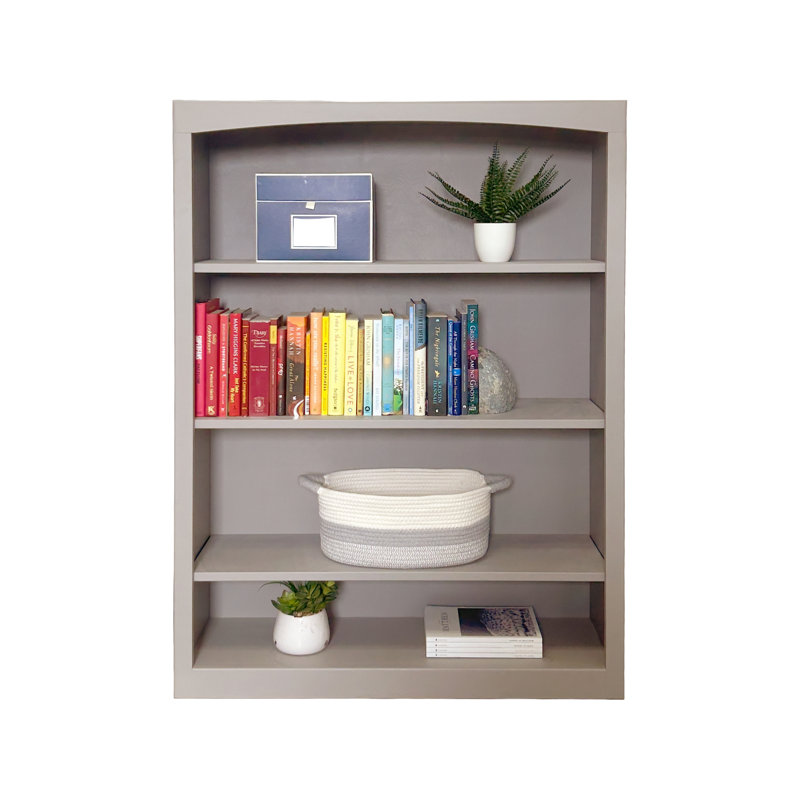 Ossy American Built Solid Wood Bookcase, Storm Gray, (4 Shelves) 48"H x 36"W x 12"D