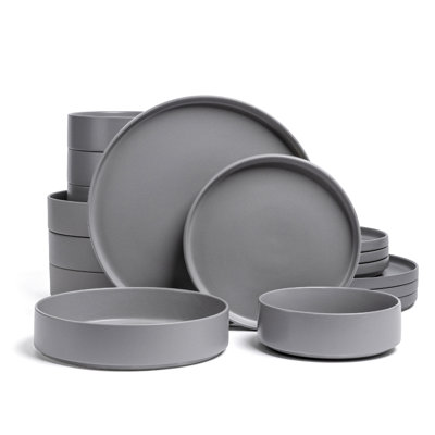 over&back Stackable 16-Piece Semi Hand-Finished Stoneware Dinnerware Set