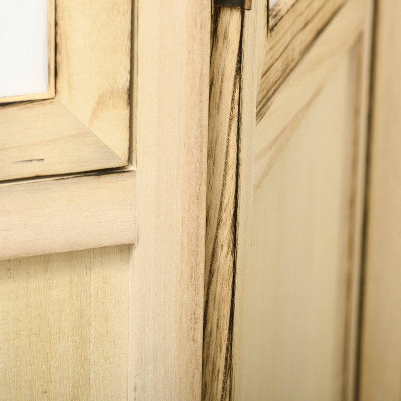 Cloisons de séparation pliantes à 4 panneaux - portatif intérieur en bois de 5,6 pi avec porte-cartes, écran d'intimité naturel pour mur de salon