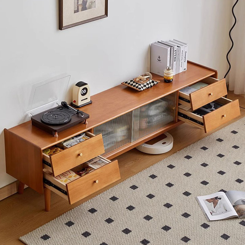 Cherry wood colour Solid Wood TVStands,  19.88" H x 70.87" W x 14.37" D