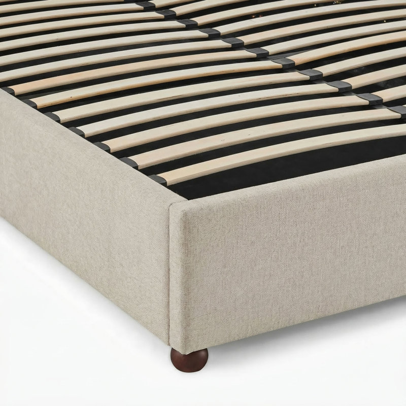 Mabelle Upholstered Ottoman Storage Bed, King, Cream Fabric
