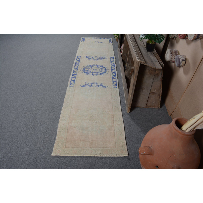 Tapis turcs, tapis rétro, tapis froids, tapis de chambre bleu, tapis de couloir de 2,3 x 10 pi, tapis tissé à plat