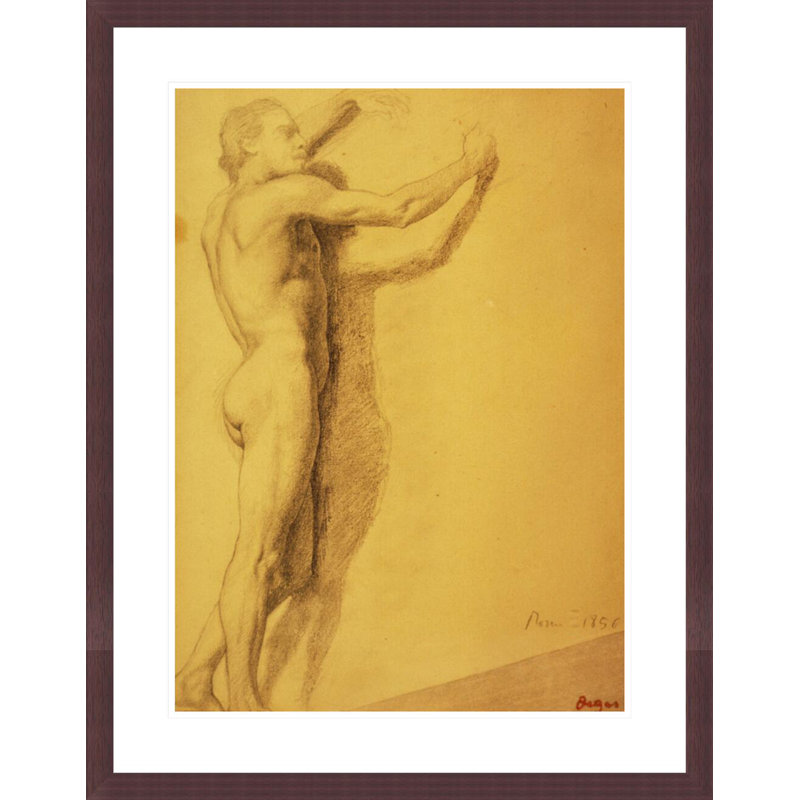 Étude d'un nu masculin par Edgar Degas - reproduction giclée encadrée, H 29,5 po x l 23,09 po