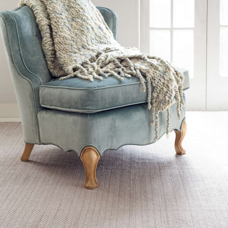 Herringbone Dove Grey Handwoven Cotton Rug, Rectangle 8'6" x 11'6"