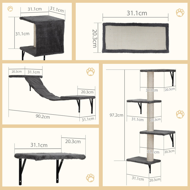 Arbre à chat mural 5 niveaux