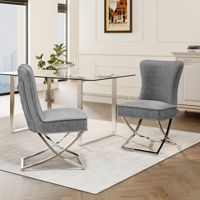 Geneva Upholstered Dining Chairs with Metal Base