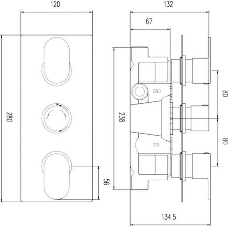 Reign Triple Concealed Thermostatic Shower Valve